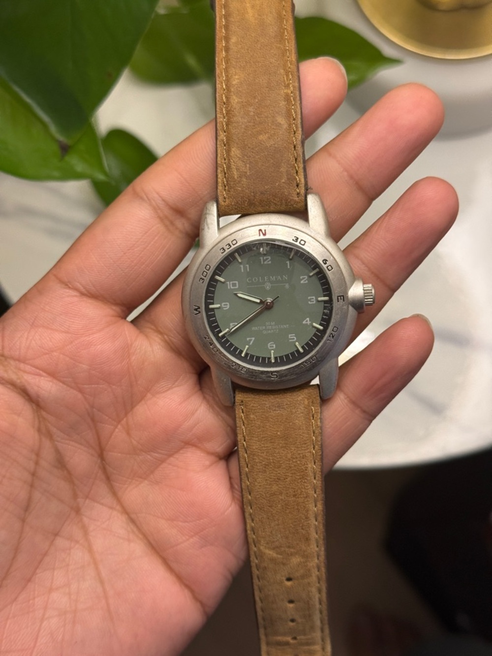 Coleman Green Dial Watch with Tan Leather Strap men’s watch